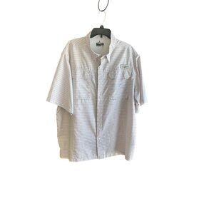 Habit Men' orange black white geometric print  button down shirt Sz 2XL